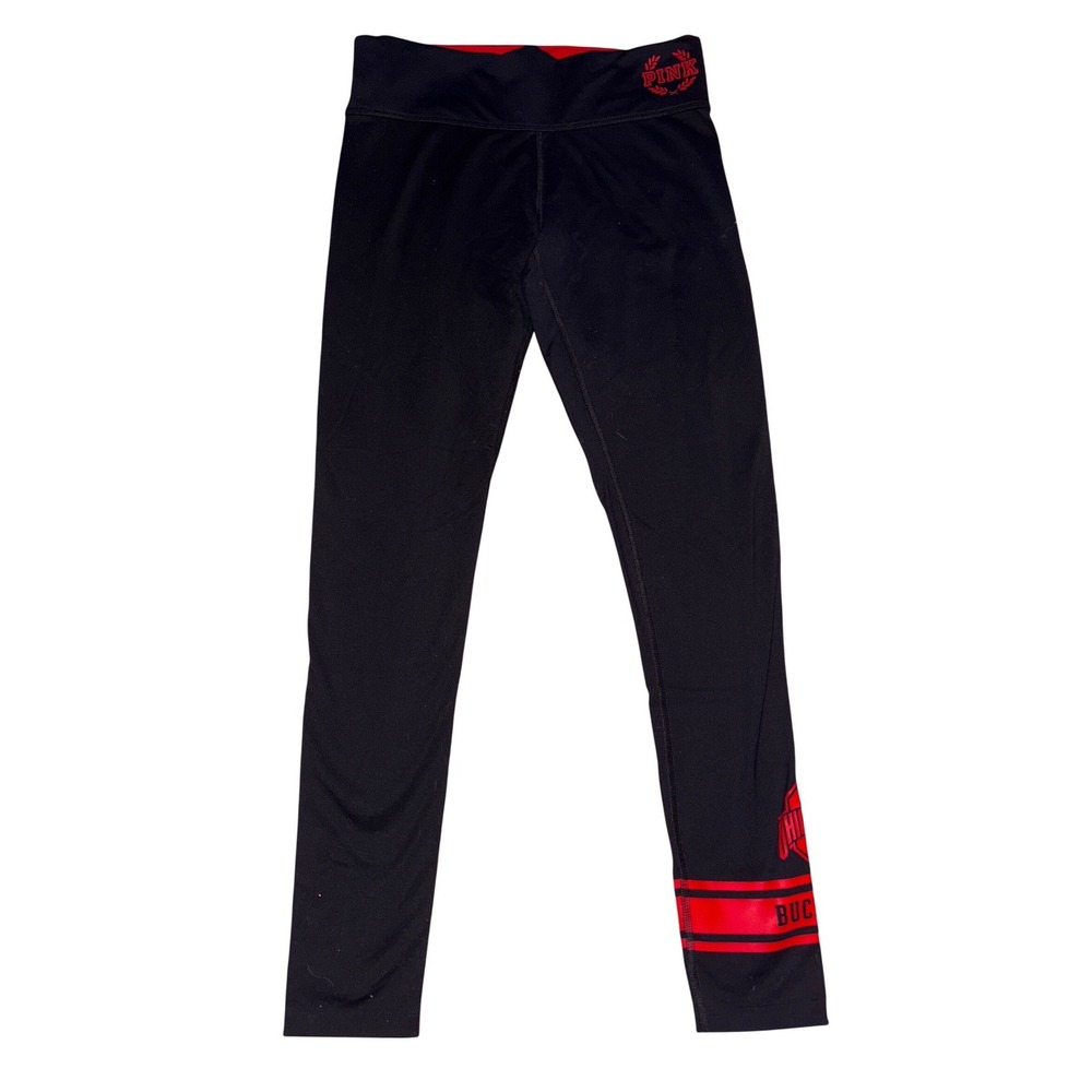 PINK Ohio State Buckeyes Black Red Athletic Leggings‎ Yoga Pants, Size Medium